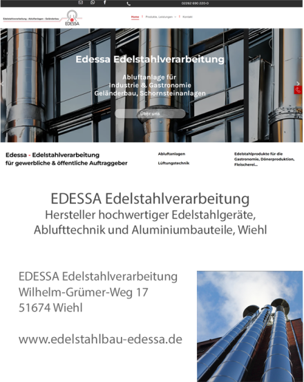 Webdesign, Website erstellen für Edelstahlbau , Handwerksbetrieb Wiehl, Gummersbach, Köln, Overrath